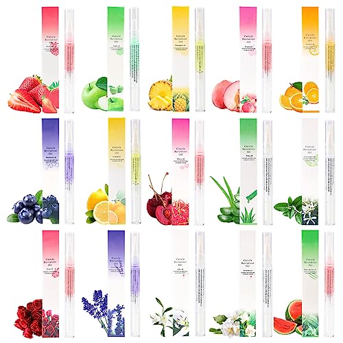 GRUNIL 15 Pcs Cuticle Oil Pen Set - Scented Nail Growth Treatment Kit