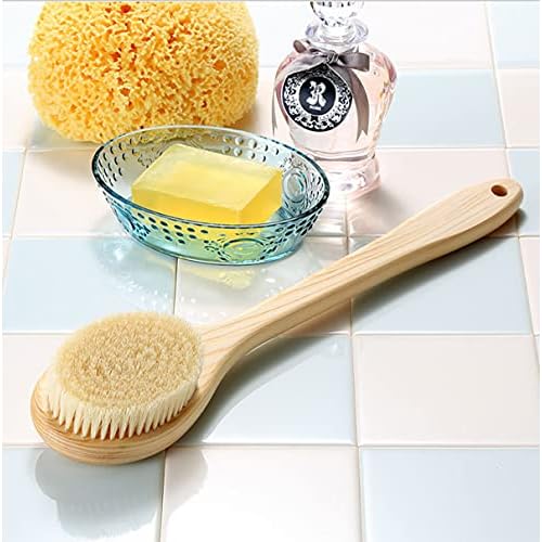 Body Brush, Long Handle 14 inches, Boar Bristles, Japanese Hinoki Tree Wooden Handle