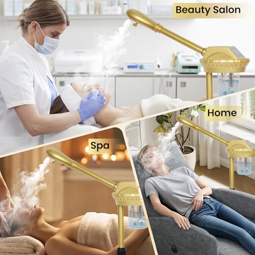 Facial Steamer Professional for Deep Cleaning and Hydration, Gold