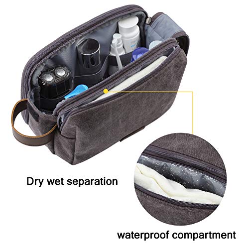 BAGSMART Canvas Toiletry Bag for Men, Water-Resistant Dopp Kit