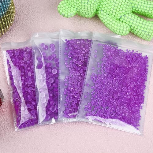 Blinginbox Flatback Rhinestones Round Gems, 1440pcs Neon Gems Non Hotfix Crystal Rhinestones,New Amethyst neon,SS20.