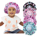 Kids Silk Sleep Bonnet 4-Pack - Satin Hair Cap with Wide Band