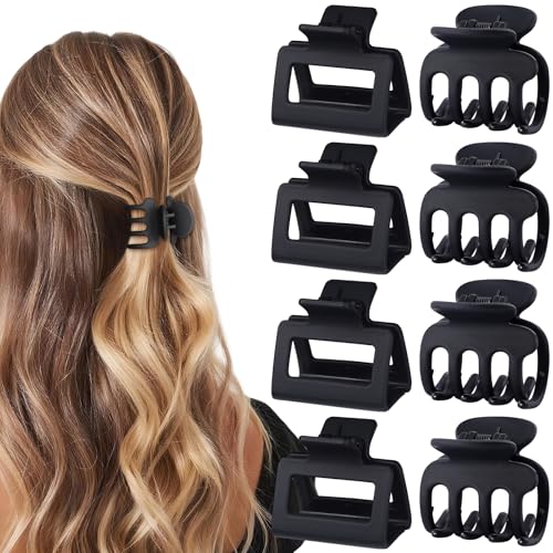 8 Pcs Small & Medium Non-Slip Claw Hair Clips Set for Thin Hair