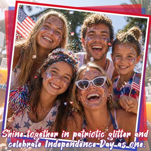 Patriotic Red White Blue Hair Glitter Stick for 4th of July