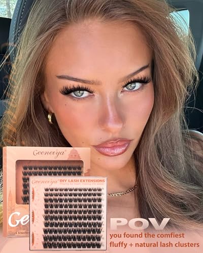 Geeneiya Fluffy Lash Clusters 8-16mm, C Curl 3D DIY Eyelash Extensions