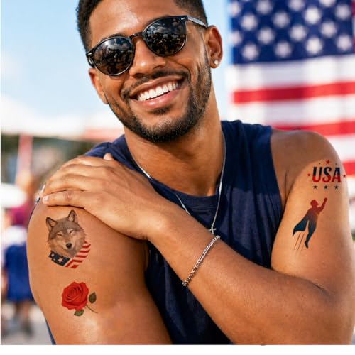 Patriotic Temporary Tattoos - 100+ Designs, 10 Sheets