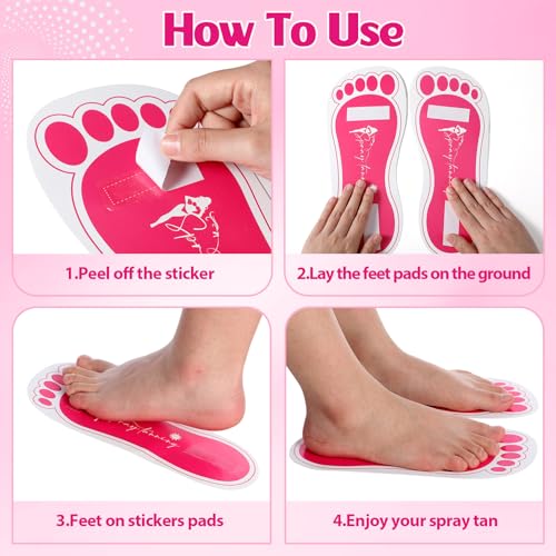 Suhine 120 Pairs (240 Feets) Disposable Spray Tanning Feet Pads Bulk Sticky Feet Pads Spray Tan Accessories for Sunless Tanning Hygienic Foot Protectors Salons Spas or Home