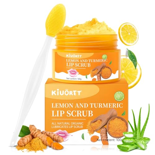 Lemon Turmeric Lip Scrub with Brush - Exfoliator Set