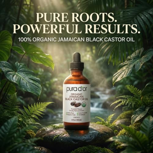 PURA D'OR Organic Jamaican Black Castor Oil 4oz - Eyelash & Eyebrow Serum