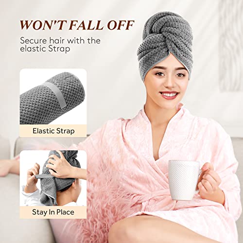 Microfiber Hair Towel Wrap for Women, Super Absorbent