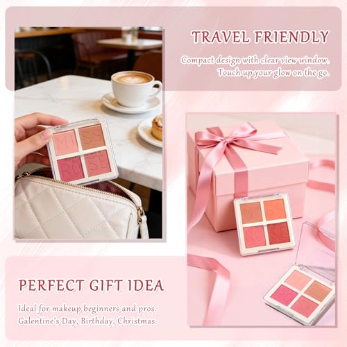 4-Color Matte Blush Palette - Highly Pigmented, Long-Lasting & Waterproof