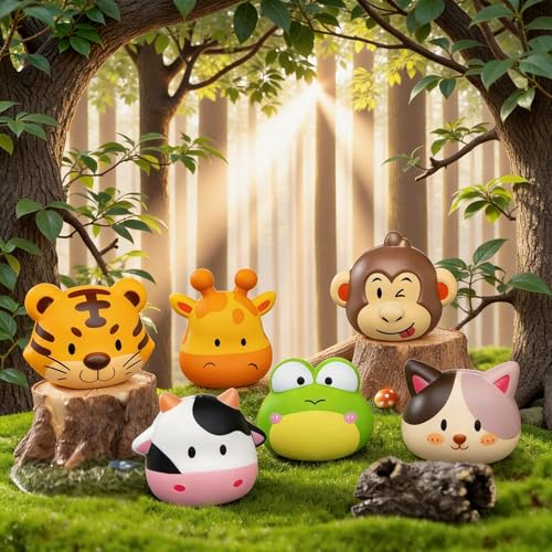 DMIGHT 6PCS Large Animal Squishy Toys – Cute Stress Relief Toys for Kids, Big Animals Variation