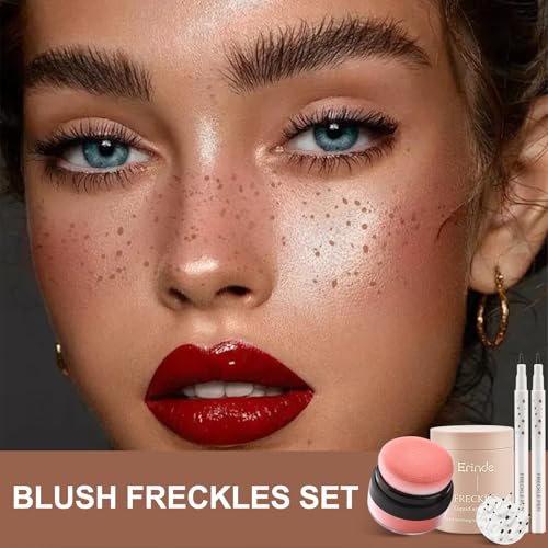 Erinde Freckle Makeup Kit - Liquid Freckle Pen & Powder Blush