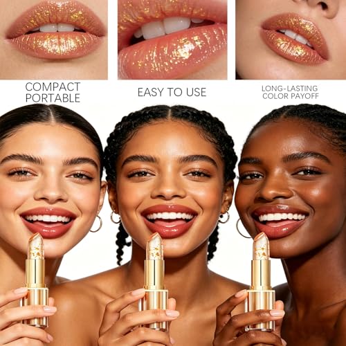 Color Changing Lipstick - Moisturizing Gold Crystal Lip Tint (2pc)