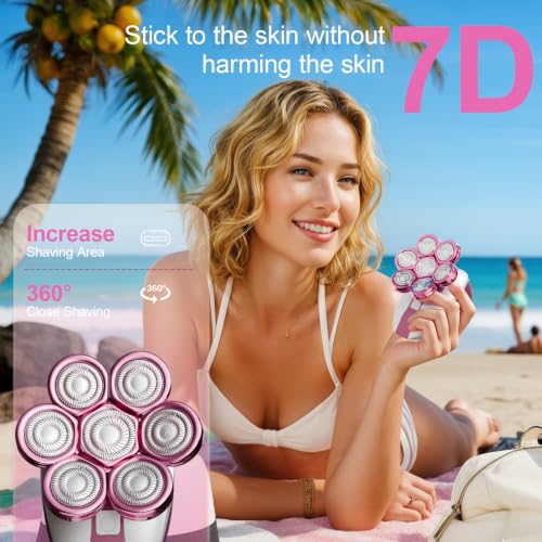 Women’s Electric Shaver with 7D Rotary Heads Waterproof Rechargeable Grooming Kit