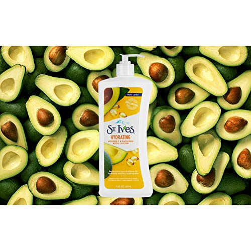 St. Ives Hydrating Hand & Body Lotion Moisturizer for Dry Skin Vitamin E & Avocado Made with 100% Natural Moisturizers 21 oz (pack of 4)