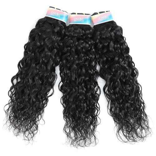 Water Wave Human Hair Bundles 20 20 20 Inch, Curly Bundles Human Hair Wet and Wavy, Soft Brazilian Weave Extensions for Black Women, 285g-300g