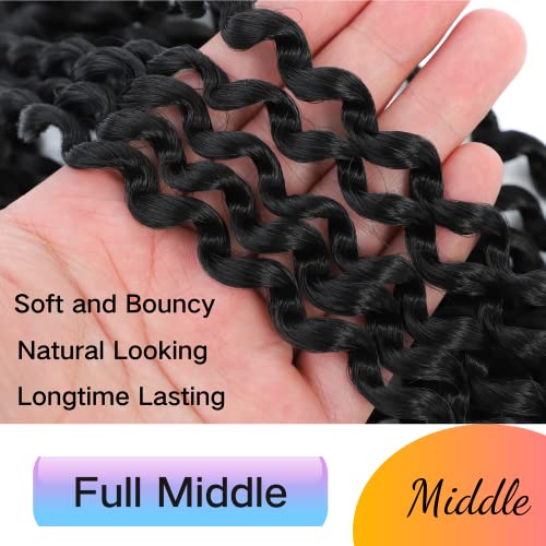 Long Passion Twist Hair 24 Inch Water Wave Crochet Hair for Black Women Passion Twist Crochet Hair for Butterfly Locs 2 Pack Curly Crochet Passion Twist Braiding Hair Extensions 1B Natural Black