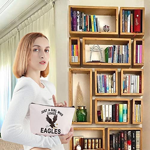 LEVLO Bald Eagle Bird Cosmetic Makeup Bag Bald Eagle Lover Gift Just a Girl Who Loves Eagle Make Up Zipper Bag (Loves Eagle)