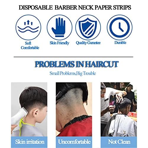 QUUPY 1 Roll/100Pcs Disposable Barber Neck Strips, 2.6 Inch Wide x 13.7 Inch Long, Stretches Up to 21.5 Inch, Soft, Absorbent Paper, Adhesive Closure, Multi-use for Haircut, Styling, Coloring & More