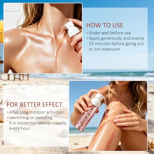 SPF 30 Body Glow Oil - Shimmer Sunscreen for Face & Body