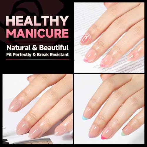 UNA GELLA Extra Short Almond Nail Tips 12 Sizes Short Almond Gel Nail Tips 120Pcs Soft Gel Clear Full Cover Nails Tips Acrylic False Nails Press On Nails for Extensions DIY Salon