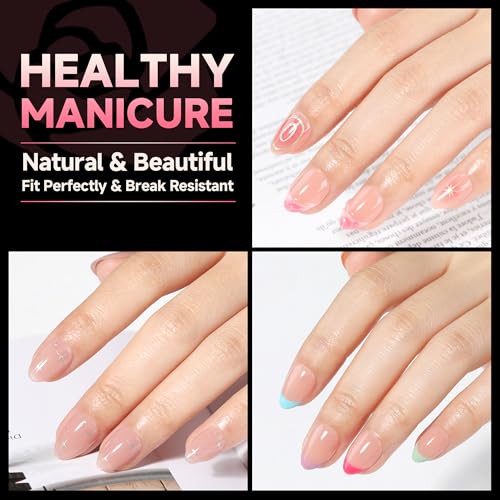 UNA GELLA Extra Short Almond Soft Gel Nail Tips - 120Pcs Pre-Etched