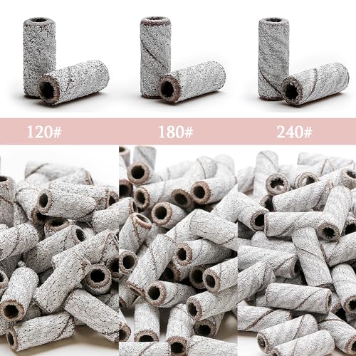 100pcs Nail Sanding Bands 240 Grit with Mandrel Bit for Manicures