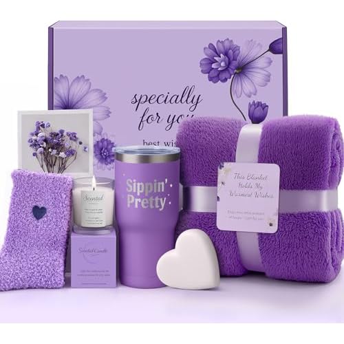 Valentine's Day Gifts for Her ? Women's Spa Gift Basket: Mother's Day, Birthday, Galentines, Christmas, Thanksgiving, New Mom, Get Well | Self-Care Set with Cozy Blanket, Scented Candle, Tumbler