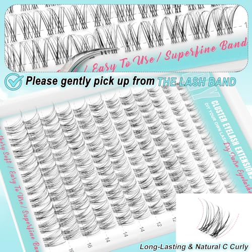 Lash Clusters Venus Wispy DIY Lash Extension 8-18mm Natural Eyelash Clusters Individual Eye Lashes Natural Look Cluster Eyelash Extensions Thin Clear Band by WiWiLINK