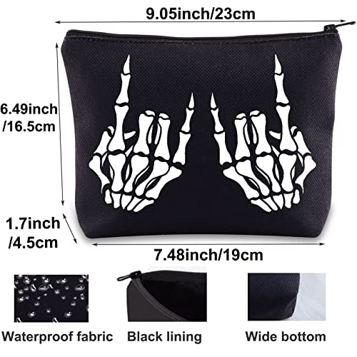 BWWKTOP Skeleton Rock Hands Cosmetic Makeup Bag Rock Skull Hands Gifts Skeleton Rock On Makeup Zipper Pouch Bag Skeleton Rock Merchandise (Skeleton Rock Hand)