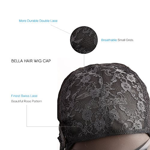 Bella Hair Glueless Wig Caps for Making Wig with Combs and Adjustable Straps Swiss Lace Black Small Size