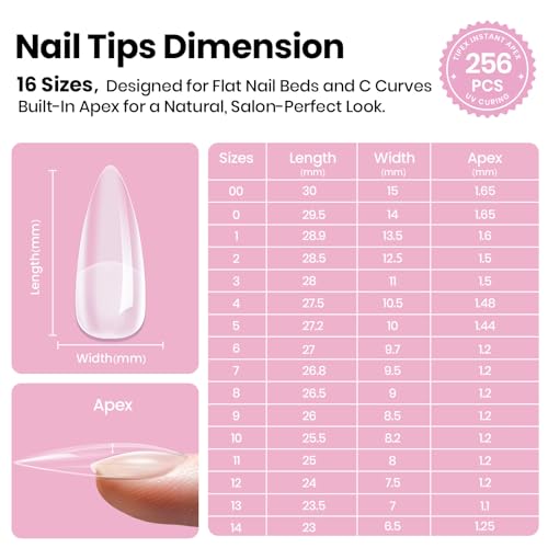 Beetles Tipex Lite Instant Apex Nail Tips, 256pcs, 16 Sizes