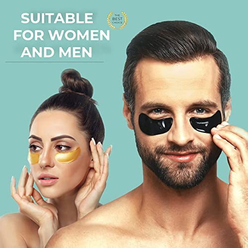 Collagen-Enriched Eye Mask - 16 pairs with 24k Gold, Dead Sea Minerals, Coconut Milk Protein and Aloe Vera under eye patches - Hydrating Hyaluronic Acid for Dark Circles & Puffiness - by Olrom