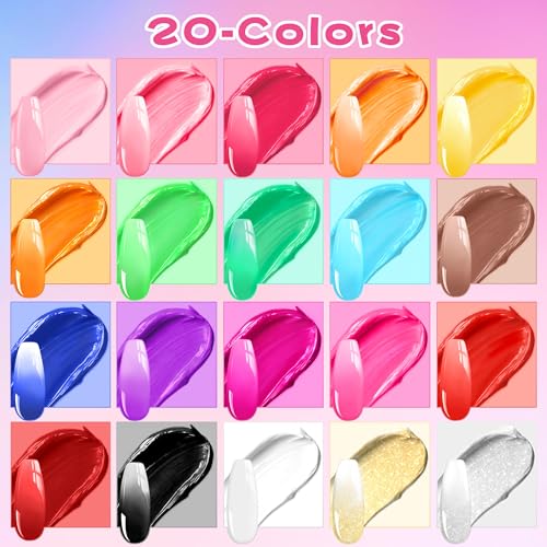 Woobena 20 Colors Ombre Gel Nail Polish Set with Sponge for Gradient & French Manicure - No-Wipe Glossy Finish, DIY Nail Art Kit for Beginners & Professionals - Variation A