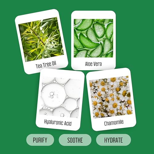 PURELID 100 Pack Tea Tree Eyelid Wipes - Gentle Eye Cleanser with Hyaluronic Acid & Chamomile for Dry Eyes & Allergies