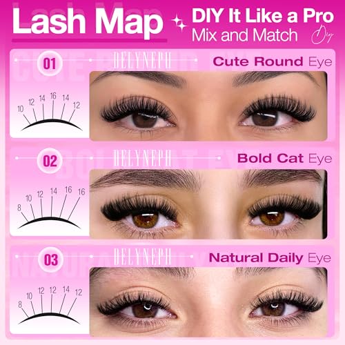 Lash Clusters Kit 30D-80D Wispy Eyelash Extensions 8-16mm 456Pcs