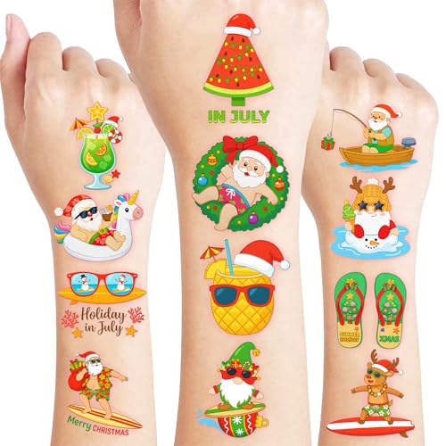 96 Pre-Cut Christmas Temporary Tattoos for Kids