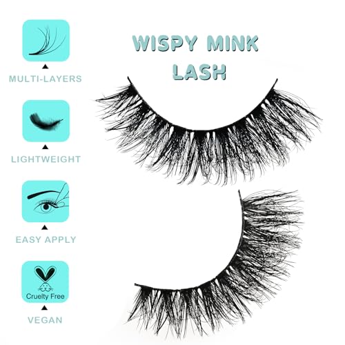 Lashes Volume Mink Eyelashes 10 Pairs Natural Cateye Lash Strips Wispy Cat Eye Lashes Natural Look Short Thick Fluffy False Strip Eyelash Full Fake Lash Pack Black Pesta?as Postizas for Women