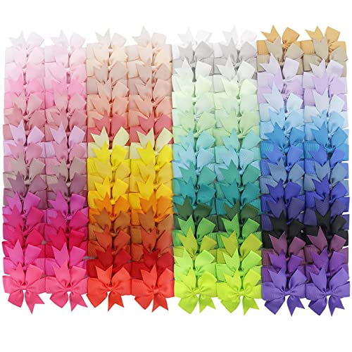 120PCS 3inch Grosgrain Ribbon Pinwheel Hair Bows Boutique Bows Alligator Clips For Girls Toddlers Teens(60Colorsx2)