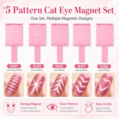 Ideal Swan 17 Pcs Cat Eye Magnet Nail Art Kit for Creative Manicures