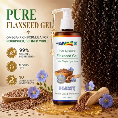ATAMAZE Pure Flaxseed Gel for Hair & Skin - Hydrating Curl Defining Gel