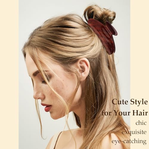 Vovii 4-Pack Acrylic Hair Claw Clips for Women - Champagne, Brown, Beige, Red