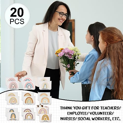 Sieral 20 Pcs Employee Appreciation Gifts for Womens History Month Gifts Canvas Makeup Bags Inspirational Cosmetic Bag Pouch with Zipper Thank You for Coworker Team Staff Travel Birthday(Rainbow)