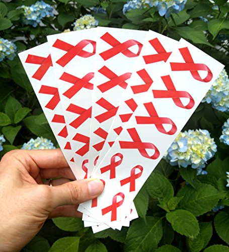 Red Ribbon Temporary Tattoos 40 Pack HIV AIDS Awareness
