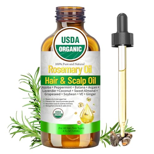 Organic Rosemary & Castor Hair Oil with Peppermint