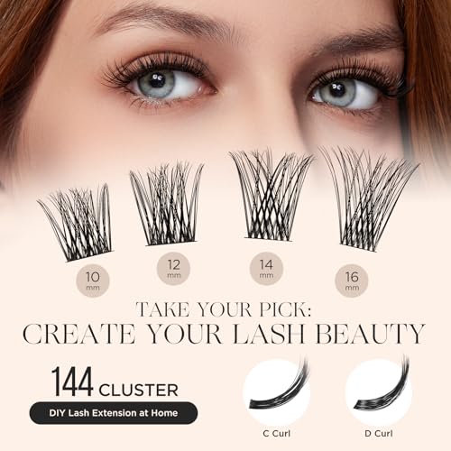 PopUp Lash Clusters, DIY Eyelash Extensions Mega Volume Individual Lashes Eyelash Clusters Extensions Wispy Lashes Cluster DIY at Home(703)
