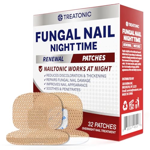 Treatonic Square Toe Nail Fungal Patches Nighttime Repair (32Pcs) - Toenail Treatment for Discolored & Damaged Nails