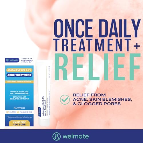 WELMATE Adapalene Gel 0.1% Acne Treatment 1.6oz - Pack of 1