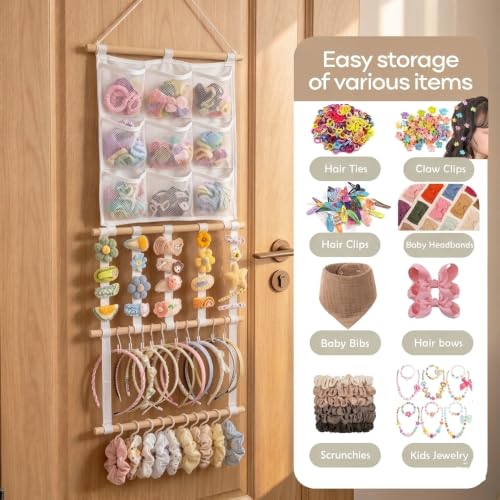 Large Headbands & Bows Organizer Wall Hanger – Pre-assembled Baby Hair Accessory Holder